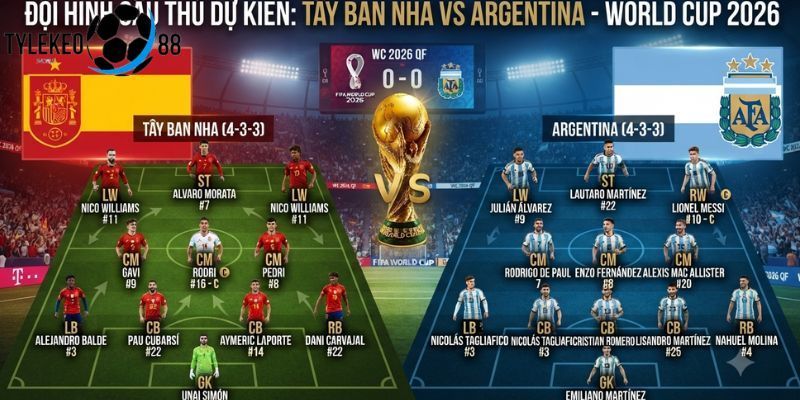 Tây Ban Nha vs Argentina Ngày 20/7, 02h00 - Chung Kết World Cup 2026